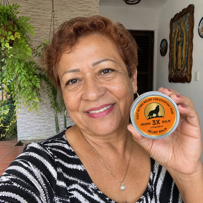 Happy customer holding the product